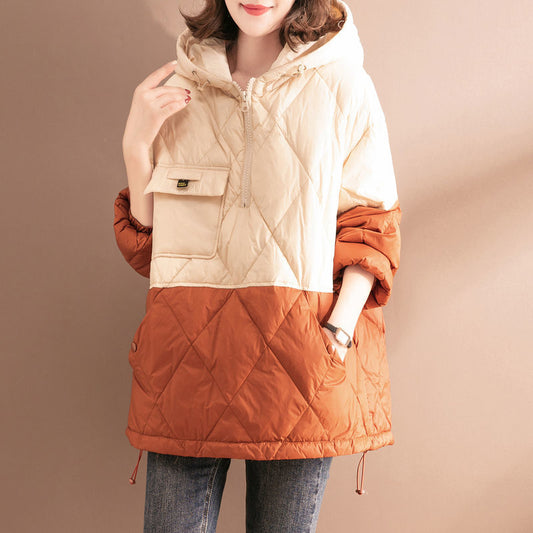 Loose Hooded Cotton Coat